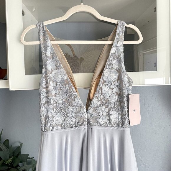 BHLDN x ANTHROPOLOGIE Jenny Yoo Kinsley Dress Embroidered Chiffon Whisper Blue - Picture 7 of 11